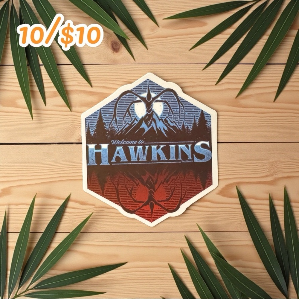 Stranger Things Sticker – Welcome to Hawkins Hexagon | Demogorgon | Glossy